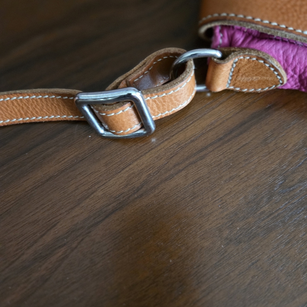 *Rare* Adorable Vintage Preppy Roots Pink/tan Leather Saddlebag - Picture 7 of 7